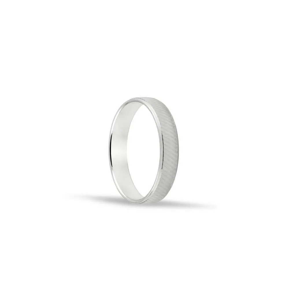 Alianza de oro blanco 18k de 4 mm matizada