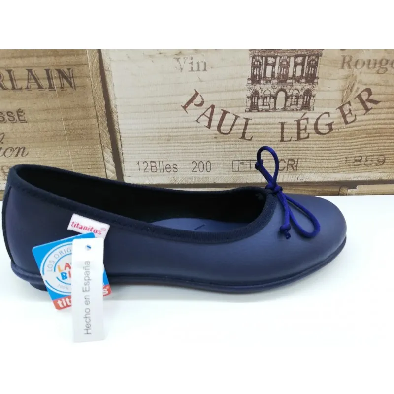 Bailarina De Piel Lavable Marino TITANITOS 10050
