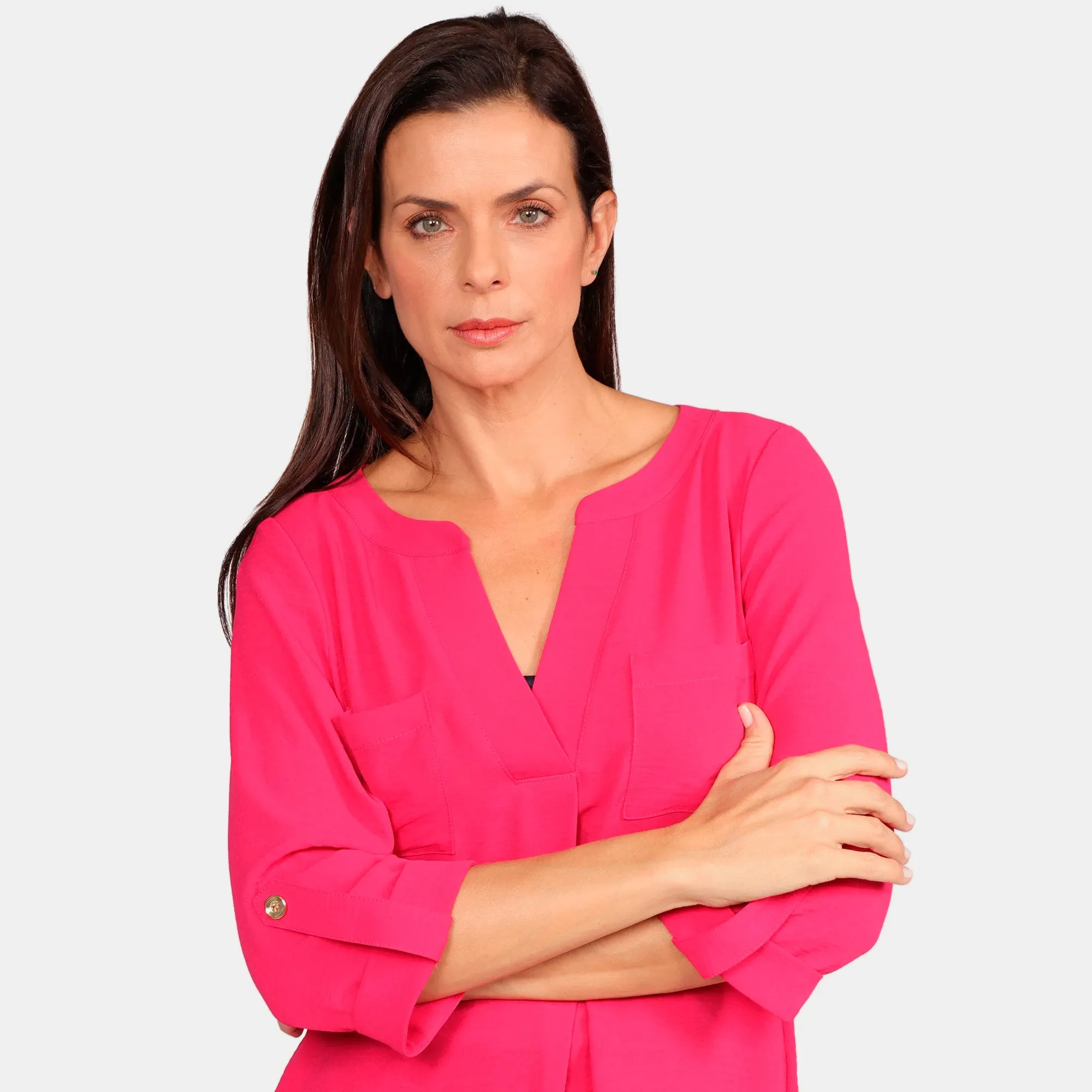 Blusa Lisa con Cuello V Duplan 82924
