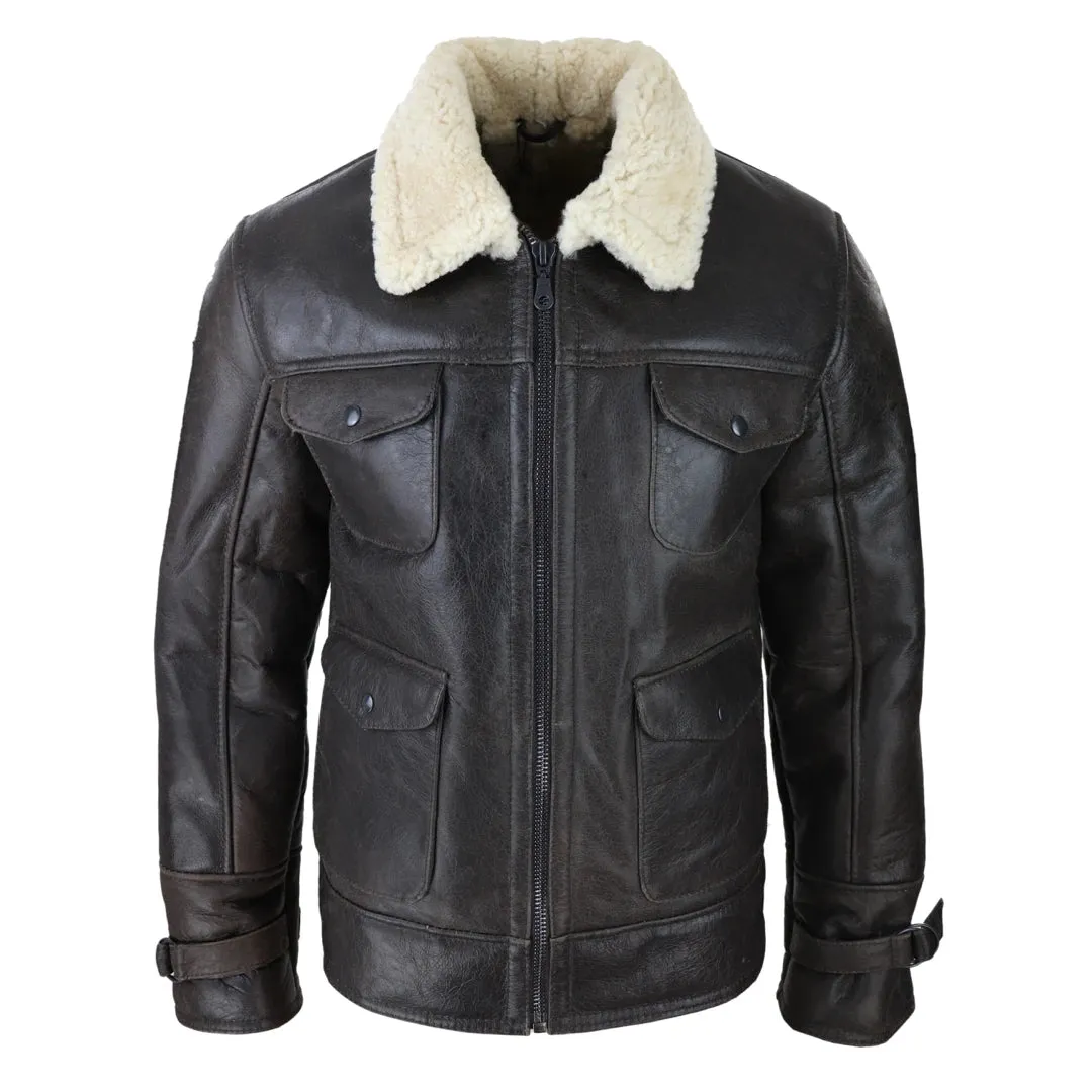 Chaqueta de oveja para hombres marrones marrón cálido crema marrón de invierno