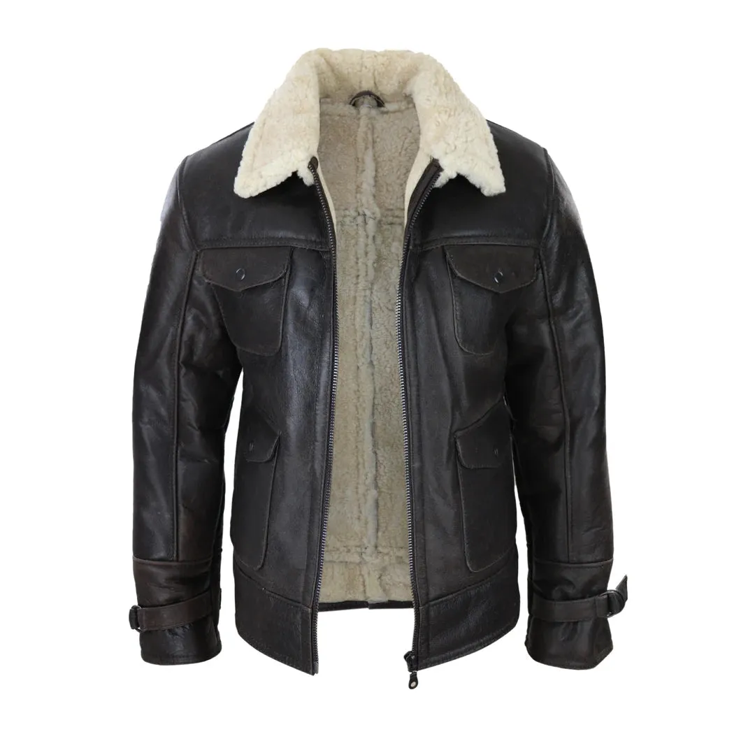 Chaqueta de oveja para hombres marrones marrón cálido crema marrón de invierno