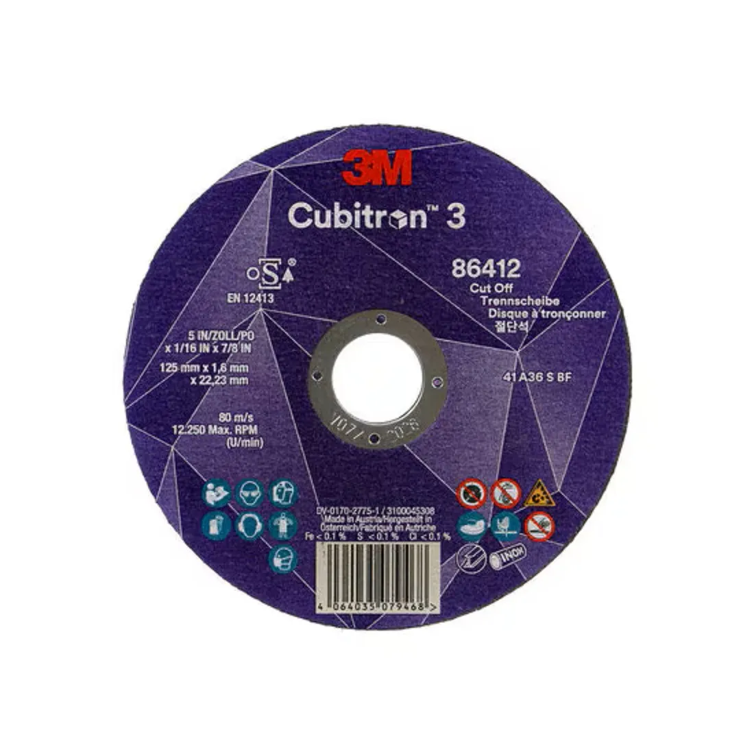 DISCO CORTE INOXIDABLE 3M CUBITRON 3 125x1x22