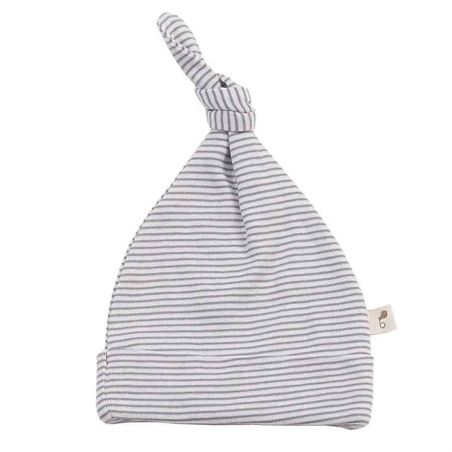 Gorrito Básico Rayas Gris. Algodón Orgánico.