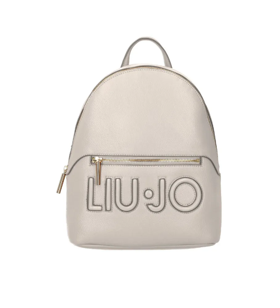 Mochila con logotipo beige