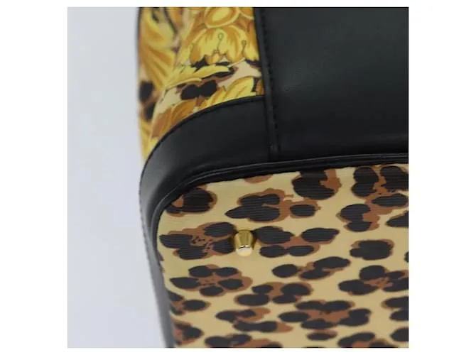 Neceser cosmético Vanity Gianni Versace de cuero PVC amarillo Auth bs16421 