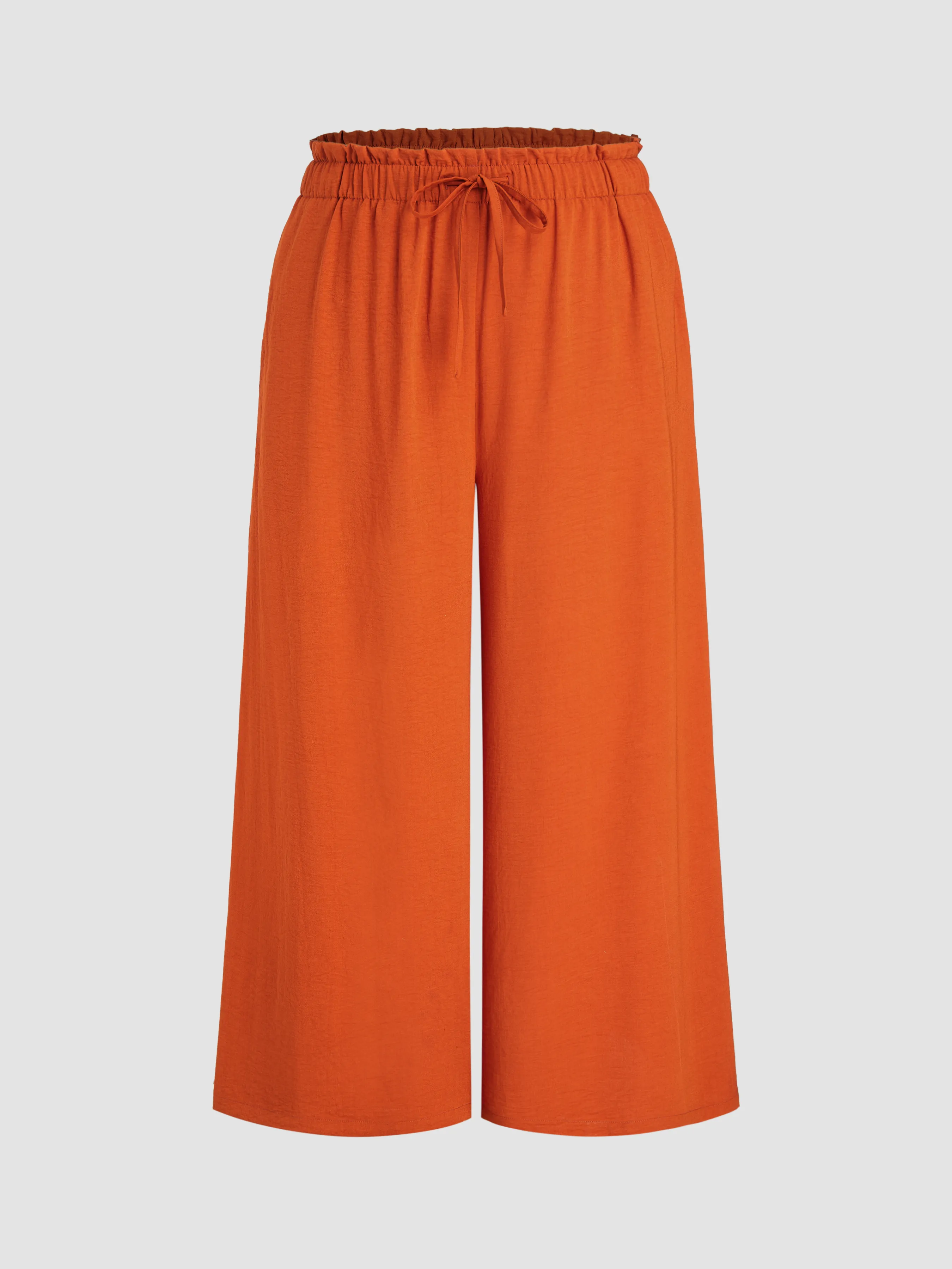 Pantalón Ancho de Cintura Elástica de Tiro Medio Tejido Curvy