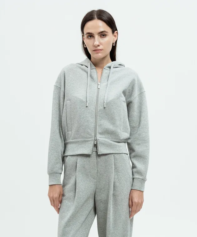 Peserico Gray lurex sports jacket with monil chain
