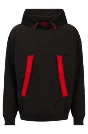 Sudadera con capucha oversize fit con cinta de logos roja