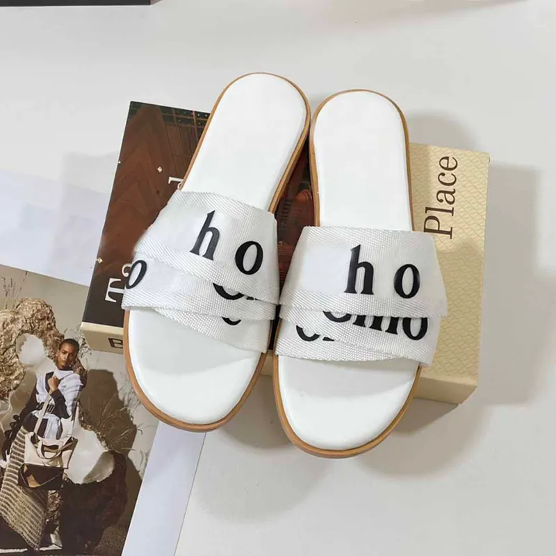 Zapatillas cruzadas Sandalias de verano para mujer Diseñador de letras Imprimir Holiday Beach Zapatos antideslizantes EUR36-41
